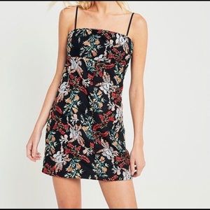 UO Embroidered ponte straight-neck dress, XS